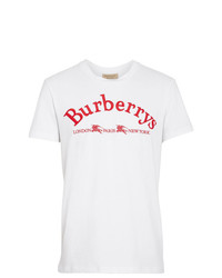 T-shirt à col rond brodé blanc Burberry