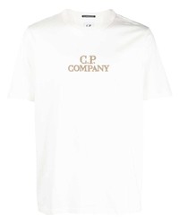 T-shirt à col rond brodé blanc C.P. Company