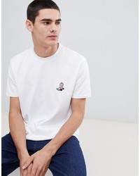 T-shirt à col rond brodé blanc Calvin Klein