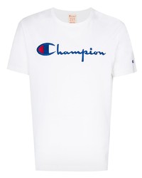 T-shirt à col rond brodé blanc Champion