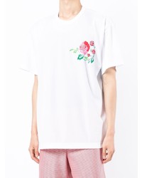 T-shirt à col rond brodé blanc Comme Des Garcons Homme Plus