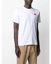 T-shirt à col rond brodé blanc Comme Des Garcons Play