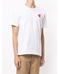 T-shirt à col rond brodé blanc Comme Des Garcons Play