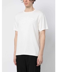 T-shirt à col rond brodé blanc MAISON KITSUNÉ