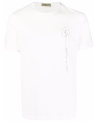 T-shirt à col rond brodé blanc Corneliani