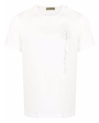 T-shirt à col rond brodé blanc Corneliani