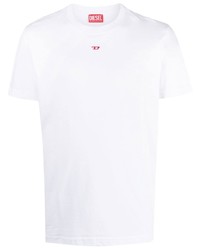 T-shirt à col rond brodé blanc Diesel