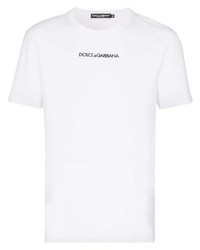 T-shirt à col rond brodé blanc Dolce & Gabbana