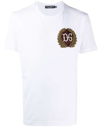 T-shirt à col rond brodé blanc Dolce & Gabbana