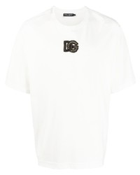 T-shirt à col rond brodé blanc Dolce & Gabbana