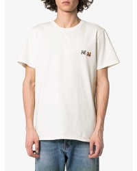 T-shirt à col rond brodé blanc MAISON KITSUNÉ