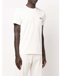 T-shirt à col rond brodé blanc MAISON KITSUNÉ