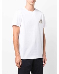 T-shirt à col rond brodé blanc Moncler