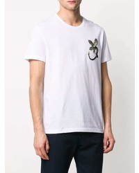 T-shirt à col rond brodé blanc Alexander McQueen