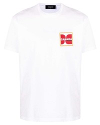 T-shirt à col rond brodé blanc DSQUARED2