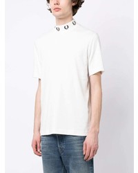 T-shirt à col rond brodé blanc Fred Perry