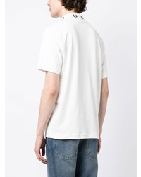 T-shirt à col rond brodé blanc Fred Perry