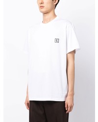 T-shirt à col rond brodé blanc Wooyoungmi