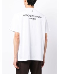 T-shirt à col rond brodé blanc Wooyoungmi