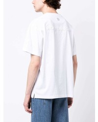 T-shirt à col rond brodé blanc Wooyoungmi