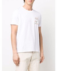 T-shirt à col rond brodé blanc Etro