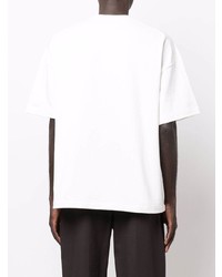 T-shirt à col rond brodé blanc Jil Sander