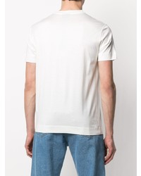 T-shirt à col rond brodé blanc Emporio Armani