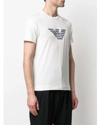 T-shirt à col rond brodé blanc Emporio Armani