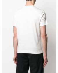 T-shirt à col rond brodé blanc Emporio Armani