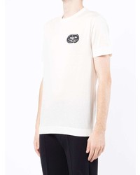 T-shirt à col rond brodé blanc Emporio Armani