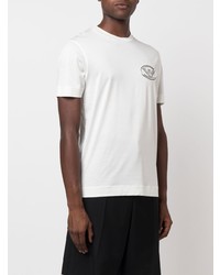 T-shirt à col rond brodé blanc Emporio Armani