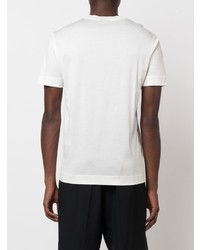 T-shirt à col rond brodé blanc Emporio Armani