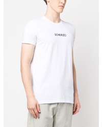 T-shirt à col rond brodé blanc Aspesi