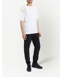 T-shirt à col rond brodé blanc Giuseppe Zanotti