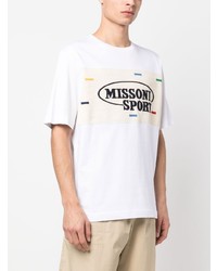 T-shirt à col rond brodé blanc Missoni