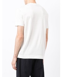 T-shirt à col rond brodé blanc Emporio Armani