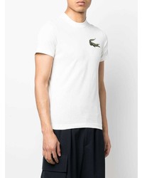 T-shirt à col rond brodé blanc Lacoste