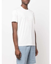 T-shirt à col rond brodé blanc Corneliani