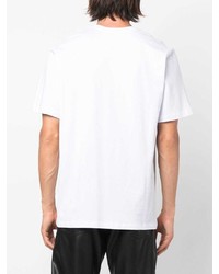 T-shirt à col rond brodé blanc MSGM