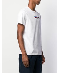 T-shirt à col rond brodé blanc Moncler