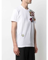 T-shirt à col rond brodé blanc DSQUARED2