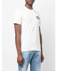 T-shirt à col rond brodé blanc Lacoste