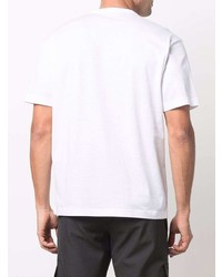 T-shirt à col rond brodé blanc Prada