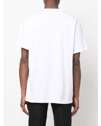 T-shirt à col rond brodé blanc Alexander McQueen