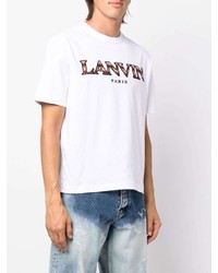 T-shirt à col rond brodé blanc Lanvin