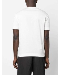 T-shirt à col rond brodé blanc Giorgio Armani