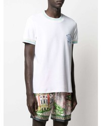 T-shirt à col rond brodé blanc Balmain