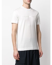 T-shirt à col rond brodé blanc Emporio Armani