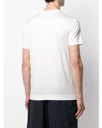 T-shirt à col rond brodé blanc Emporio Armani