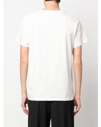 T-shirt à col rond brodé blanc Jil Sander